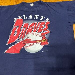 Vintage‎ 1996 Atlanta Braves Baseball Navy T-Shirt Single Stitch Made in USA 3X